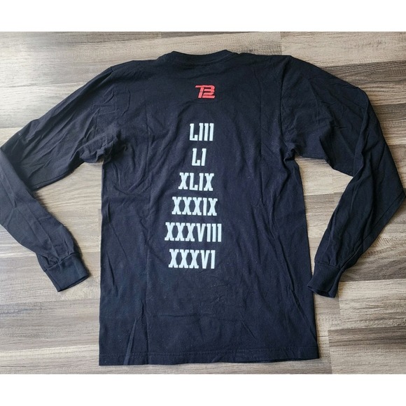 TB12 SHIRT MENS SMALL 6 RINGS TOM BRADY SUPER BOWL PARADE BLACK RED NFL PATRIOTS - Picture 1 of 6